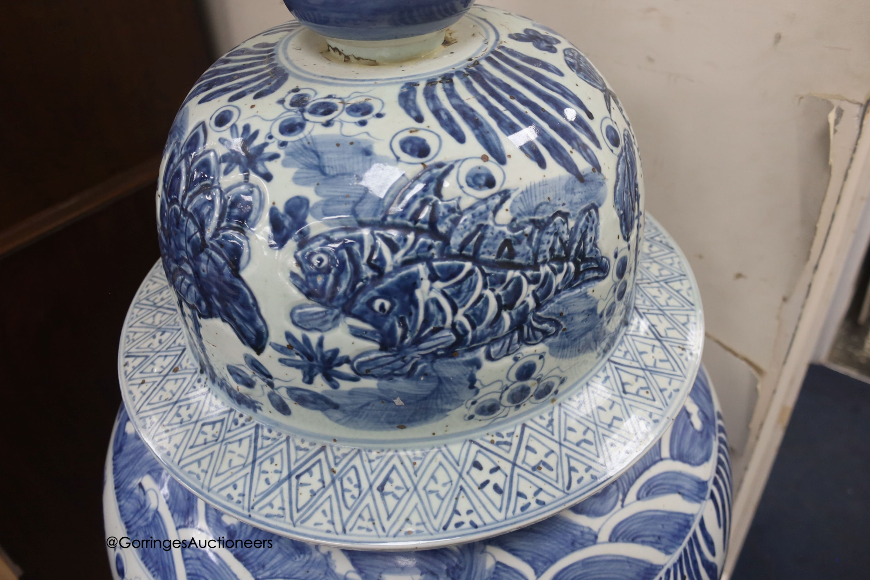 A large Chinese blue and white vase